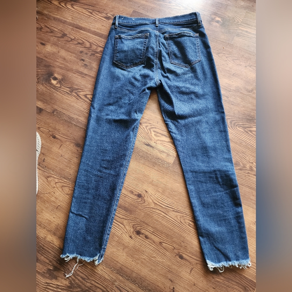 LOFT Women's The Skinny Jeans in Dark Blue Wash Size 10 Raw Hem 30